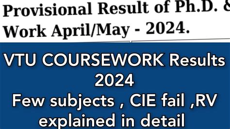 Vtu PHD Coursework Results 2013 .